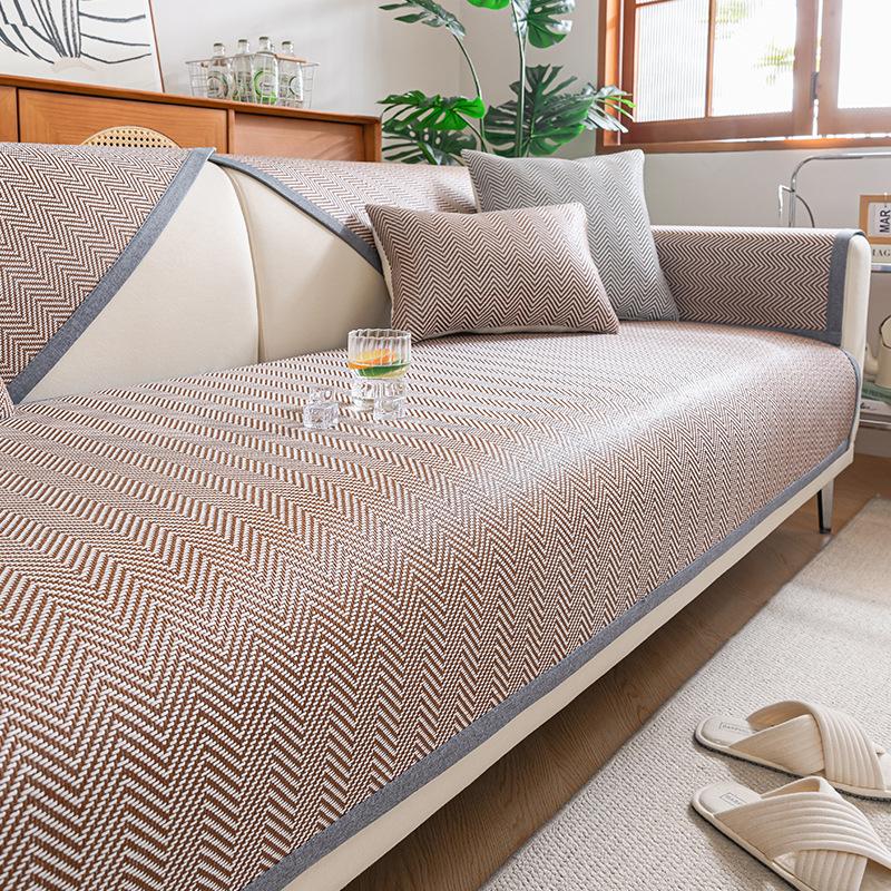 New Cool Sofa Cushion Combination Sofa Light Luxury Ice Rattan Mat Combination Sofa Cushion Cover Summer Seat Cushion