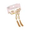 3 Pairs Flower Tassel Stud Earrings, Satisfy Drop Moon Stainless Steel Earrings, Versatile Ear Jewelry