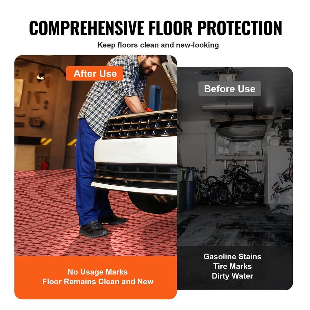 Garage Tiles Interlocking, 12 x 12 x 0.53 inch 25 Pack Garage Floor Covering Tiles, Non-Slip Double-Sided Texture Garage Flooring Tiles, for Garages,
