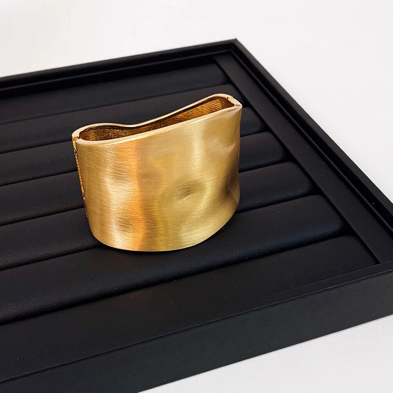 

Fashion Silver Wide Edge Brushed Open Tide Bracelet Women s High Stylish Textured Bracelet Minimalist Korean Style Minority All-Match A Brushed Gold