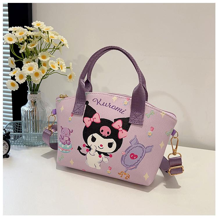 Minnie Kuromi Cinnamoroll Hello Kitty Melody Cartoon Leather Crossbody Bag With Pu Material For Casual Day Use