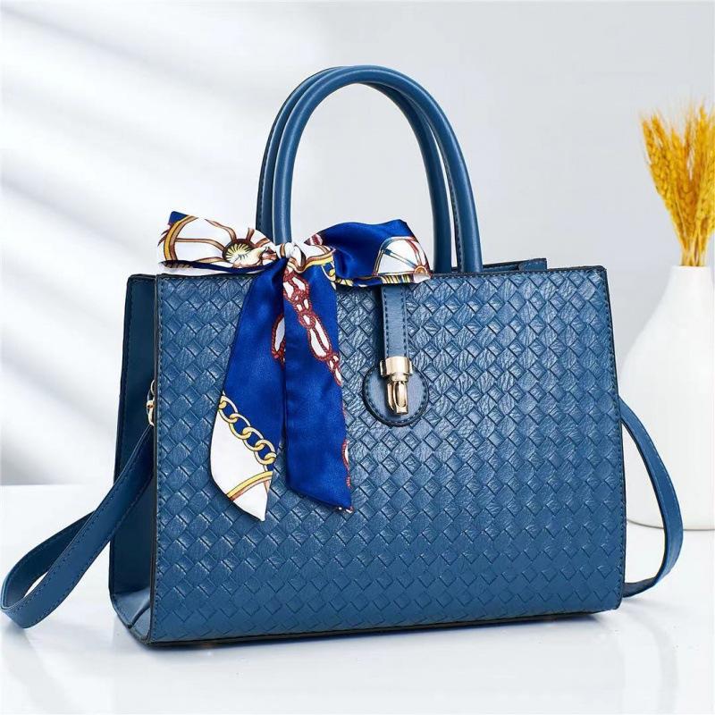 

Новая европейская и американская сумка большой вместимости, женская тканая сумка через плечо синий