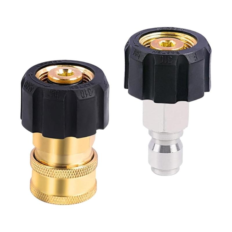 Quick Connect Adapter Set M22 14mm 3/8inch Male Pressure Washer Attachment for Pressure Washer Hose Equipment