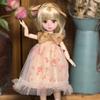 30cm BJD Toddler Princess Doll with Long Hair and Flower Accessory
