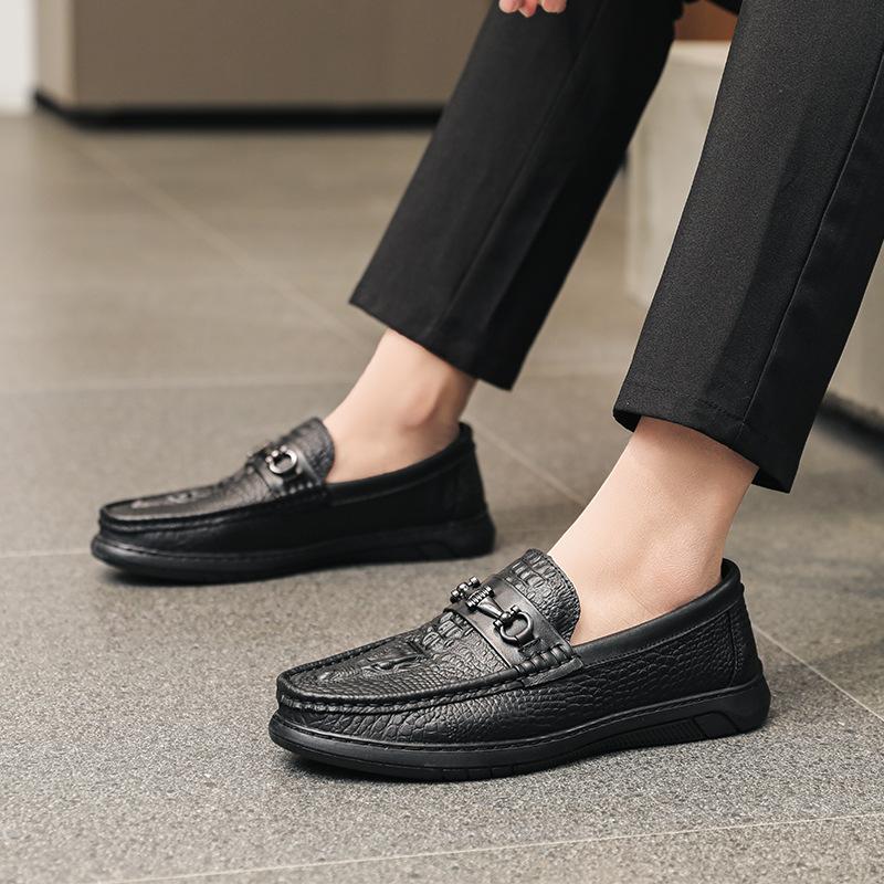 Spring Trendy Men's All-Matching Slip-on Casual Leather Shoes Business Casual Shoes Men's Breathable Non-Slip Shoes