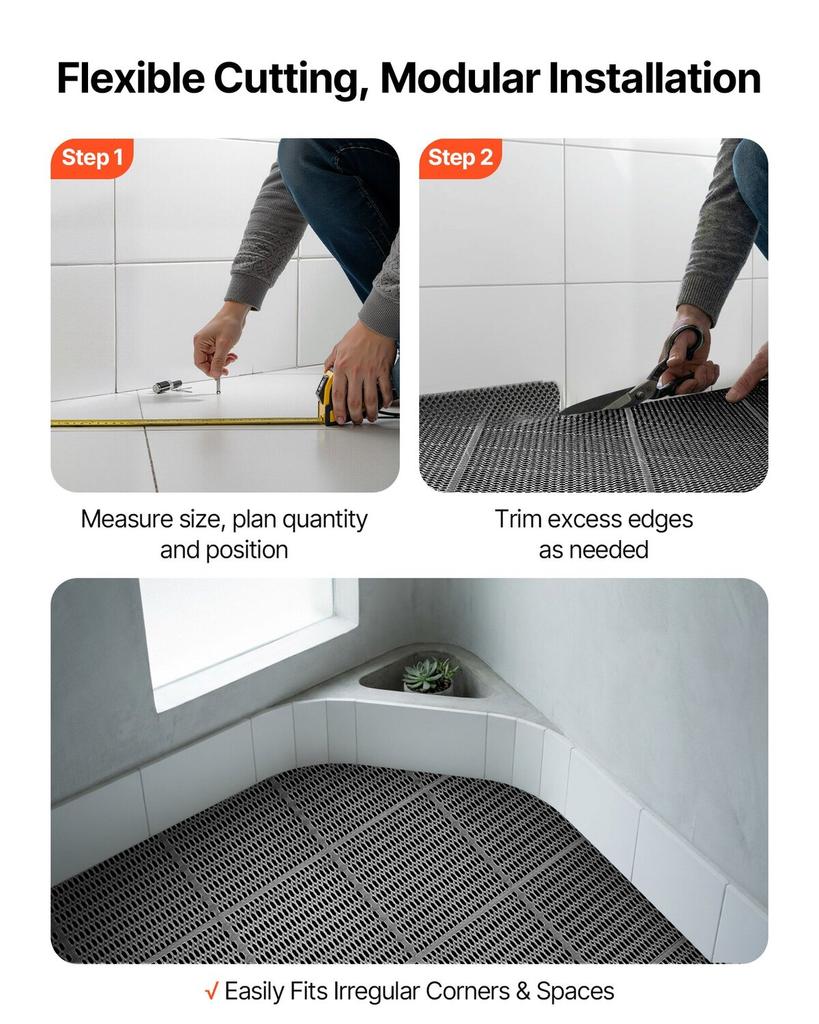 Drainage Mat, 90 x 1500 cm, PVC Non Slip Commercial Floor Mat, Wet Area Water Drain Splash Matting Hollow Doormat Roll, for Outdoor Indoor Restaurant