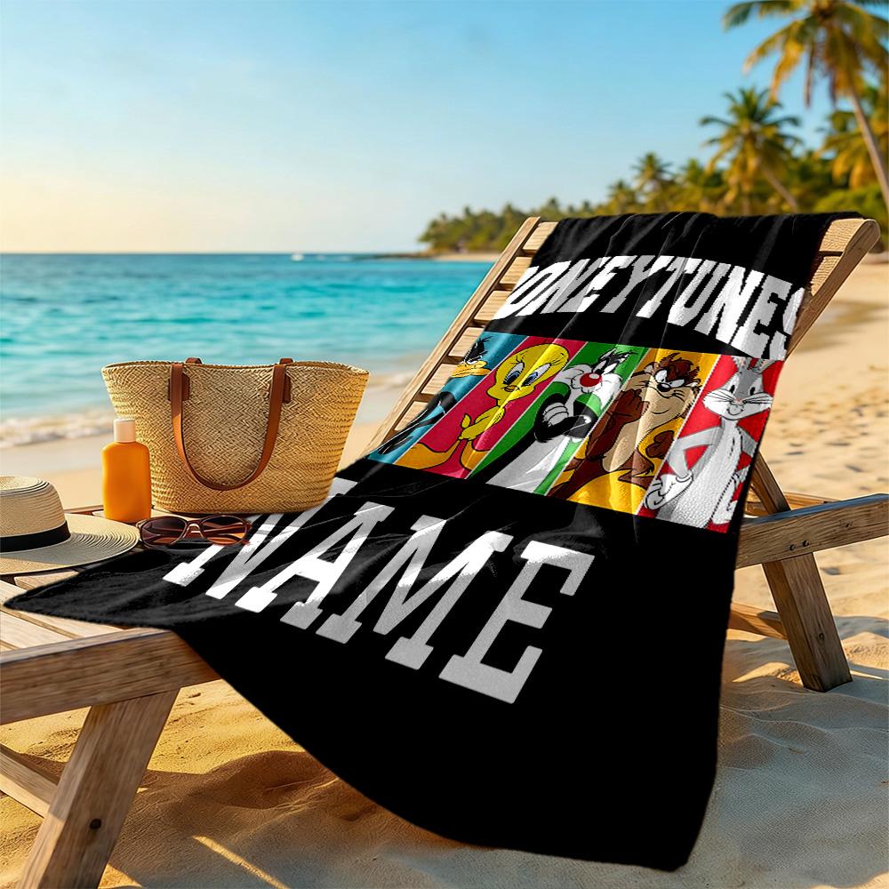 Warner Bros. Works Personalized Text Beach Towel Super Soft Microfiber Quickdry Fabric