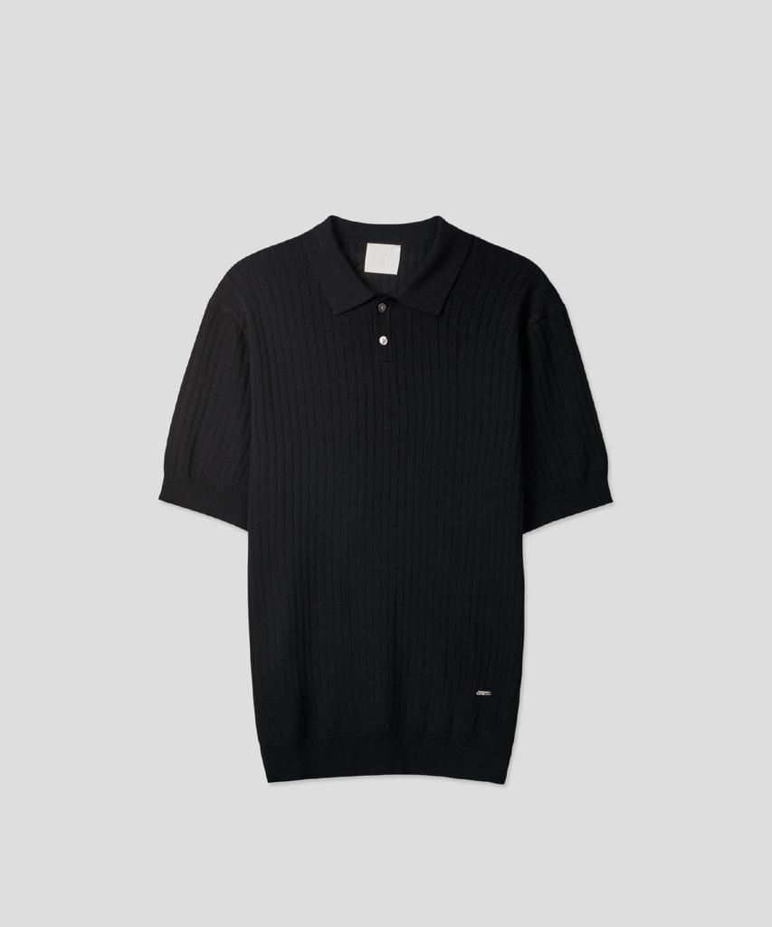 Ssei Standard Ribbed Polo Short Sleeve Knit Black