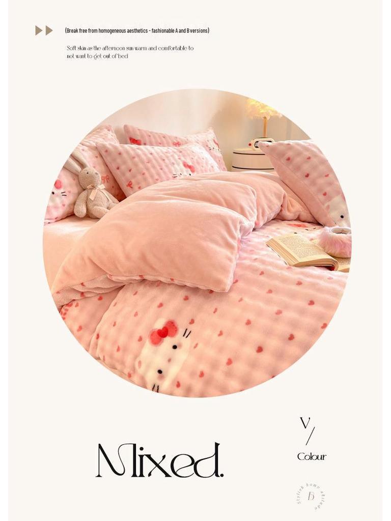 2025 Winter Fleece-Lined Velvet Bed Set: Thick Double-Sided Sheet & Duvet Cover, Dorm/Solo 3-Piece