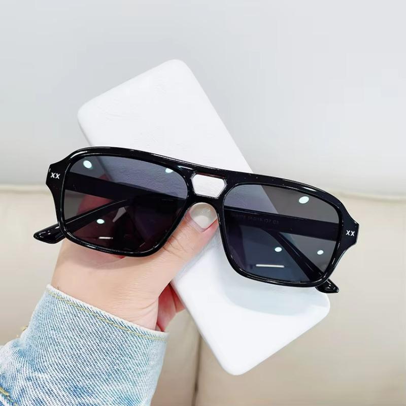 Vintage Casual Double Beam Square Candy Color Women's Fashion Sunglasses Summer Vacation Beach Accessories
