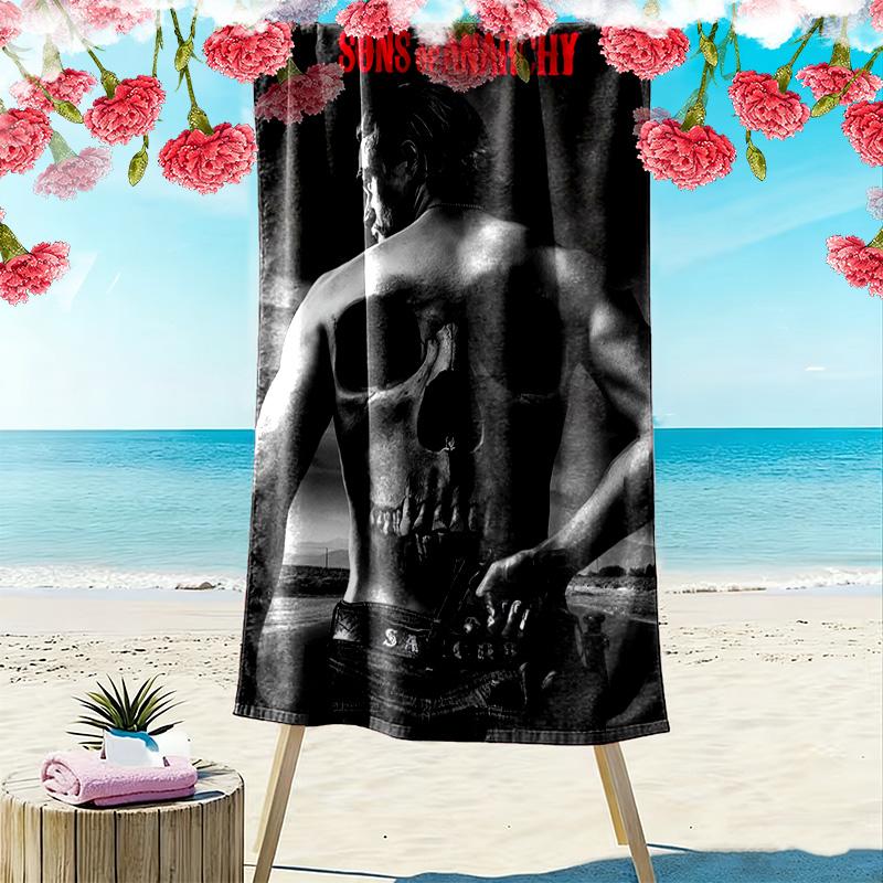 Sons Anarchy: Brotherhood Rebellion Beach Towel Soft Portable for Travel Seaside Outdoor Pool Towel Absorbent Bath Towel Fashion