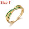 Simple Cross Twisted Brass Inlaid Green CZ Zircon Rings For Women Men Trendy Geometric Line Finger Ring Wedding Casual Jewelry