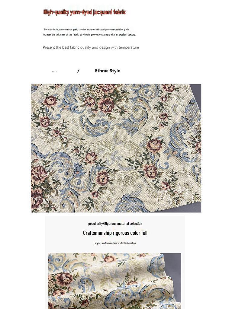 Premium Small Rose Jacquard Linen Fabric for Dress and Bag