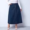 Saia Jeans Feminina Stretch Cintura Alta Tamanho Grande Fluida Linha A Jeans Maxi Saias Com Bolsos Bainha Desfiada Casual Midi Fluida Jeans Saias Para Mulheres