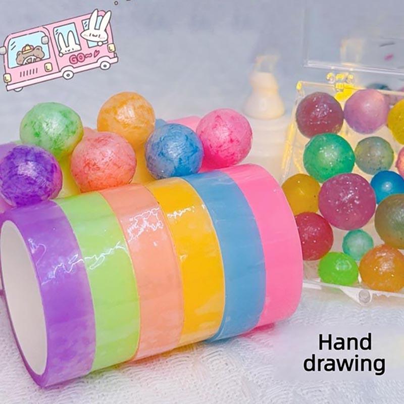 5pcs Glow-in-the-Dark Sticky Balls, Ball Tape, Crystal-Clear Water Ball Tape, Hand-Stretched, Colorful Sticky Water Ball Tape