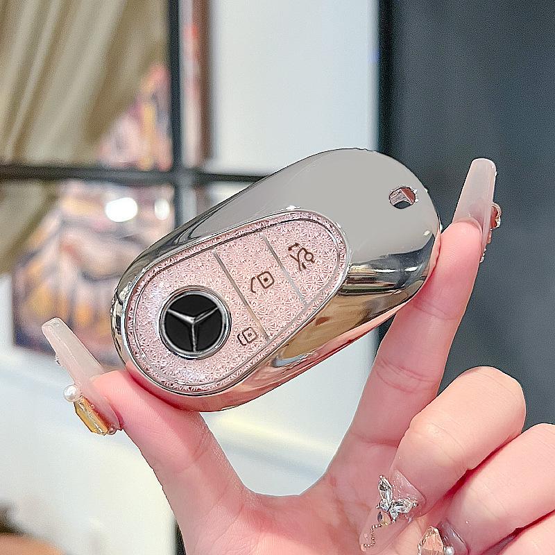 High-End Key Case for 25 Mercedes-Benz Models: E300L, C260L, GLC, GLS, EQE, A-Class - Elegant Design for Women