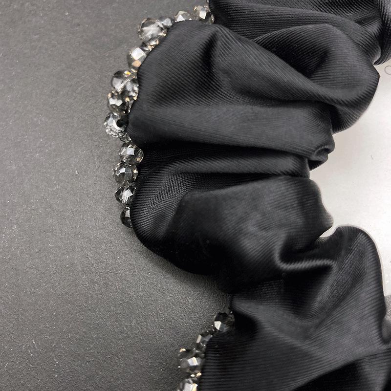 Luxury Crystal Satin Hair Tie for Women - Retro Light Ponytail Accessory