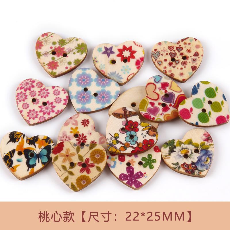 100pcs Rustic Handmade Wooden Buttons, Decorative Hand-Painted DIY Floral, Butterfly & Tree Designs for Crafts