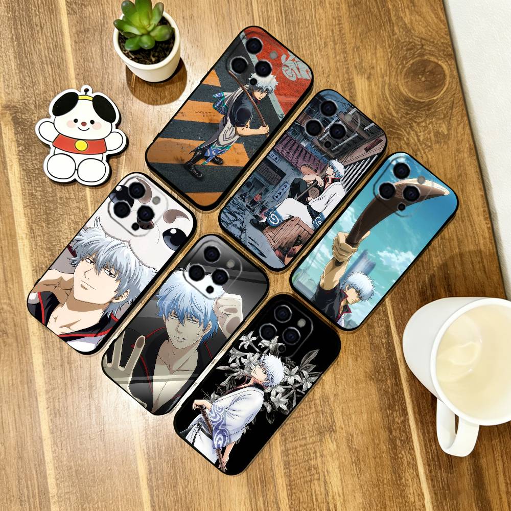 Gintama Phone Case For iPhone 17,16,15,14,13,12,11 Plus,Pro Max,XS,Soft Silicone Black Cover