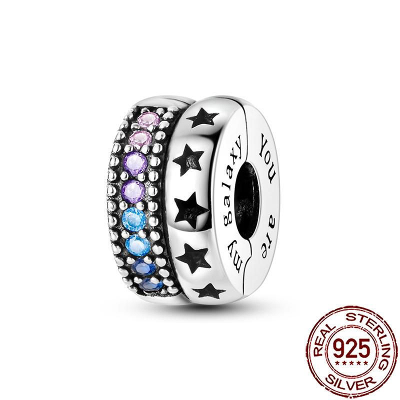 Charms Copper Moon Star Night Sky Galaxy Celestial Dangle Beads Fit Snake Chain Bracelet Necklace Women Diy Jewelry