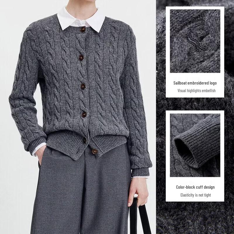 Navigare Women's Pure Wool Cable Knit Cardigan