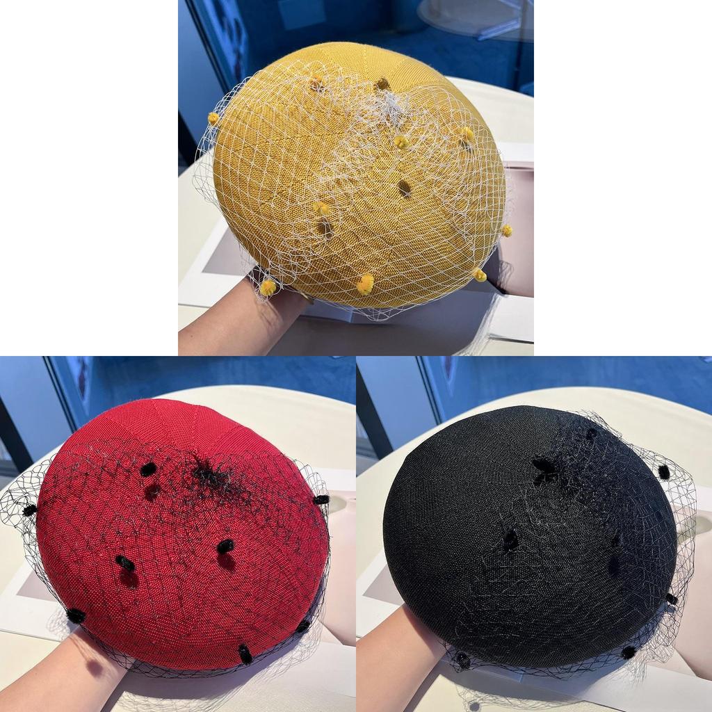 Stylish Mesh Cotton Beret Hat For Women With Vintage Design And Breathable Fit For Daily Use
