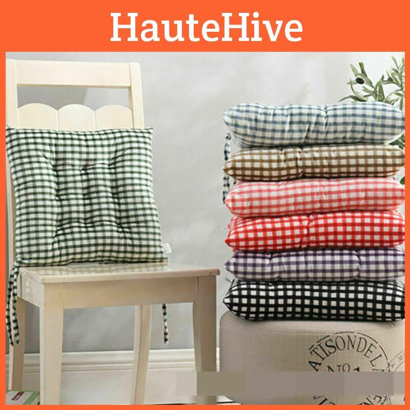 Thickened Grid Pattern Chair Cushion For Dining And Tatami Rooms