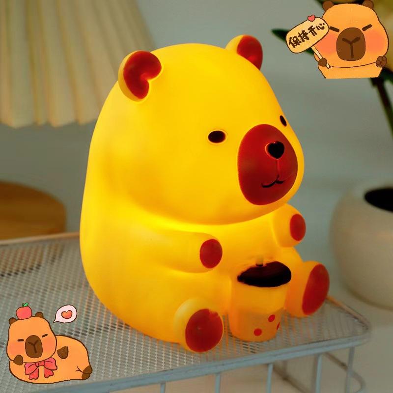 USB Rechargeable Capybara Soft Light Silicone Lamp LED Silicone Guinea Pig Night Light Room Lights