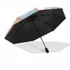 Colorful Heart Pattern Automatic Opening/Closing Umbrella with Foldable Design,Iron Frame Outdoor Rain Gear for Festivals,Travelers,Daily