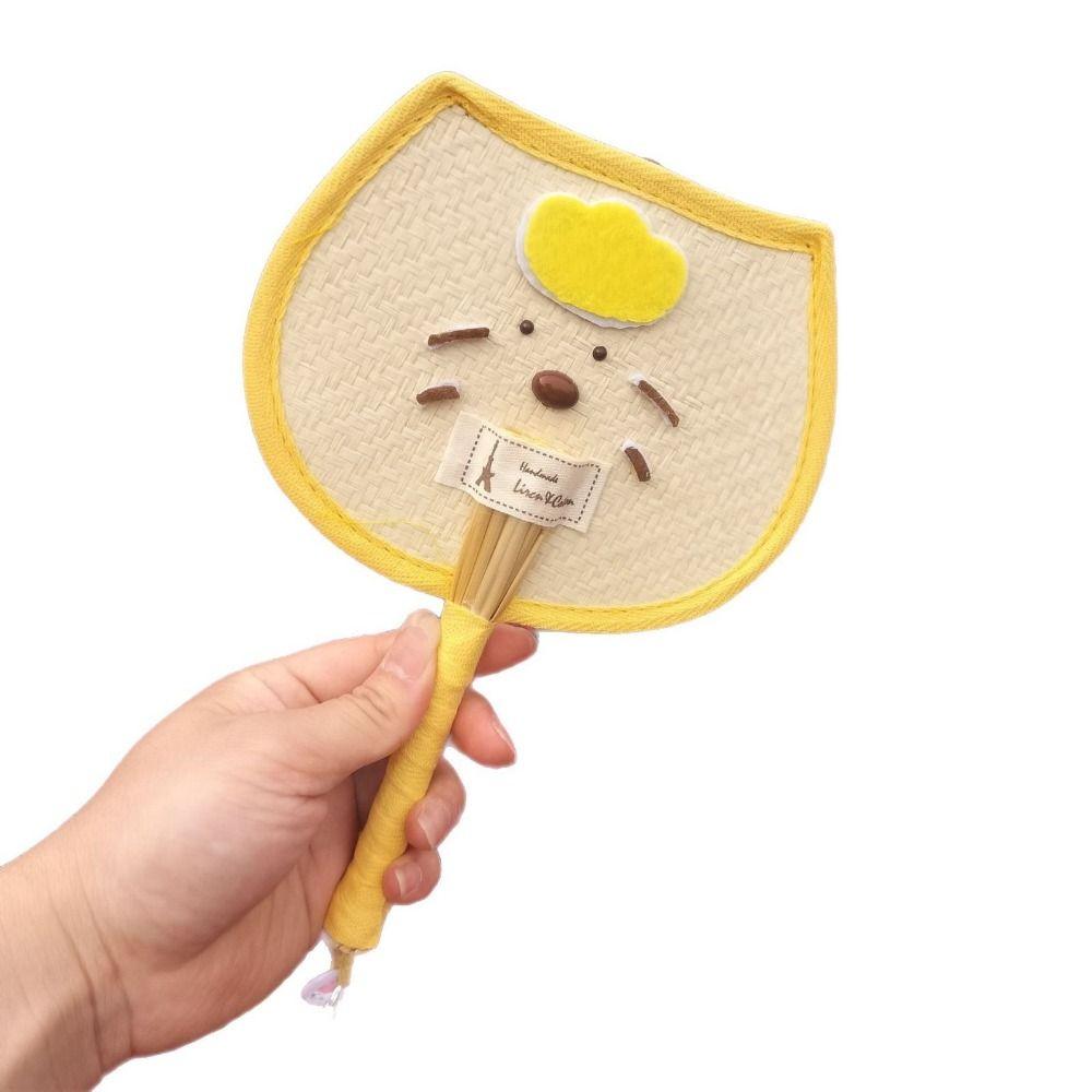 Handmade Straw Woven Fans Decorative Hand Cranked Fan Lightweight Cute Summer Fan Home Decoration