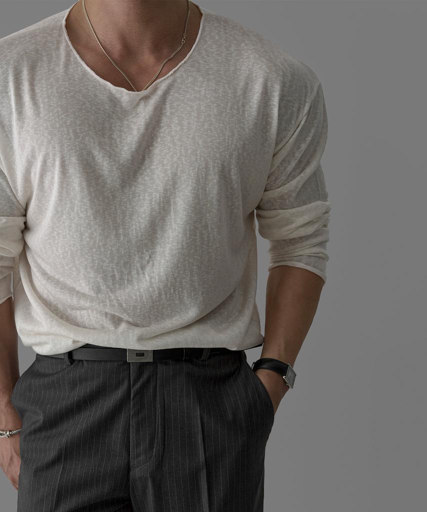 Baulopeulodeogteu Tencel Ribbed Boat Neck Knit Tee [Ivory]