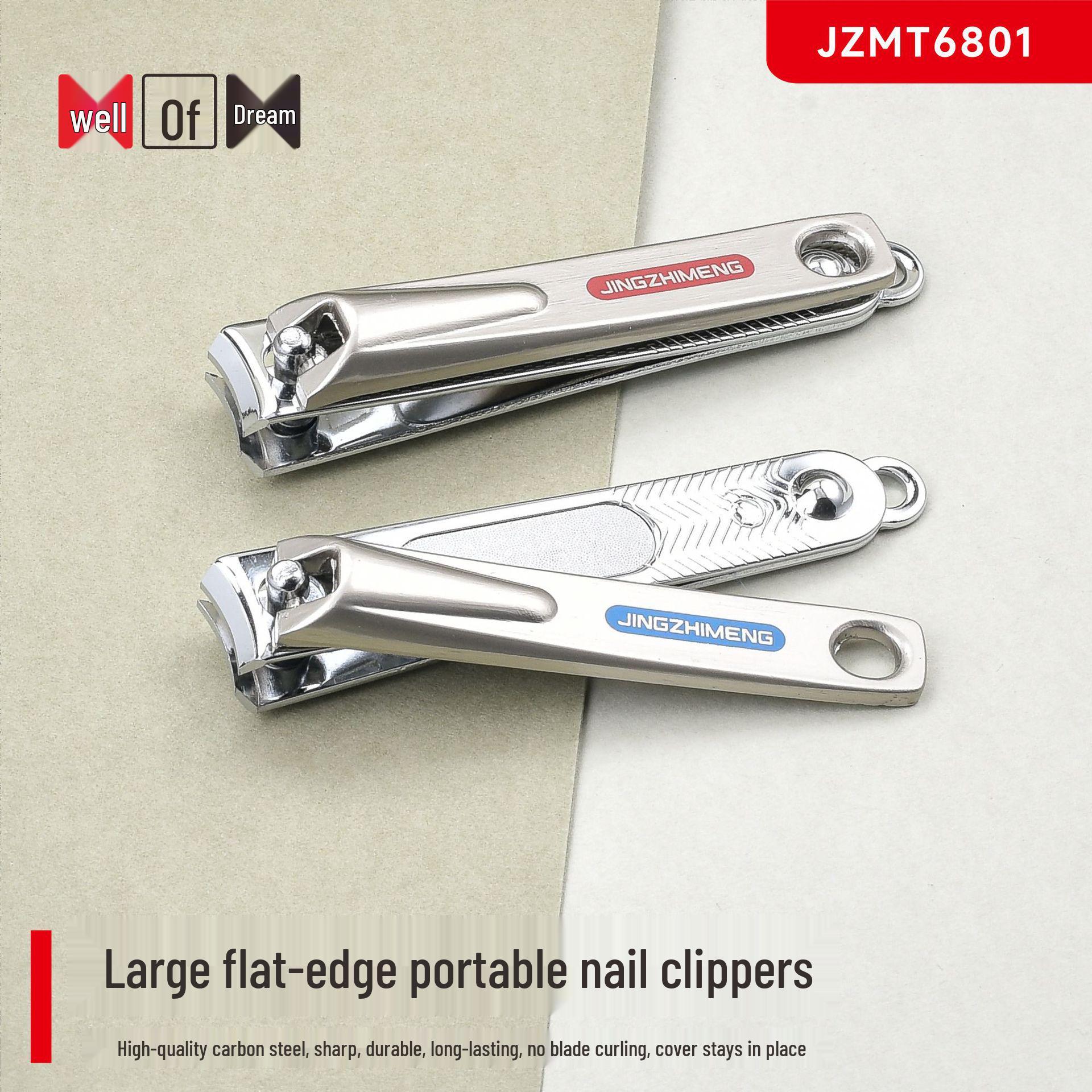 Jingzhi Meng Large Flat Edge Carbon Steel Nail Clippers - Portable Manicure Tool