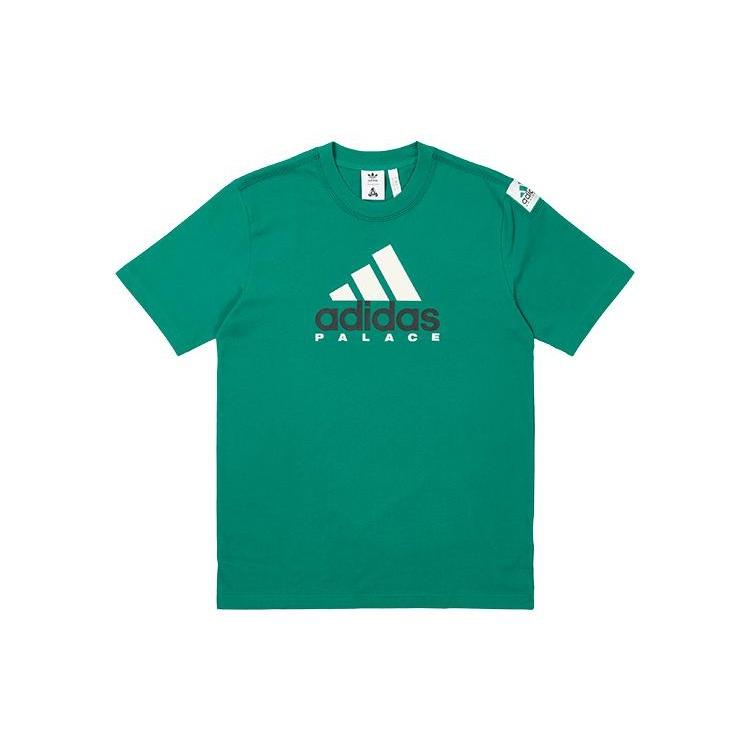 Men s adidas x PALACE Crossover FW22 Alphabet Logo Printing Round Neck Short Sleeve Green T-Shirt HK2137 S