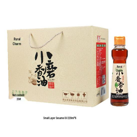 

Подарункова коробка з особливою кунжутною олією Хенань - 4 пляшки по 220 мл, Каменеваного помелу, Водної екстракції, Першокласної якості