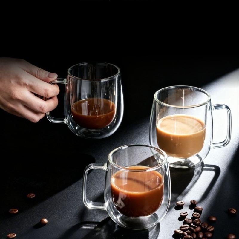Double Layer Glass Mug With Handle Heat Resistant Glass Coffee Cup Fashion Multi Style Borosilicate Glass Cup