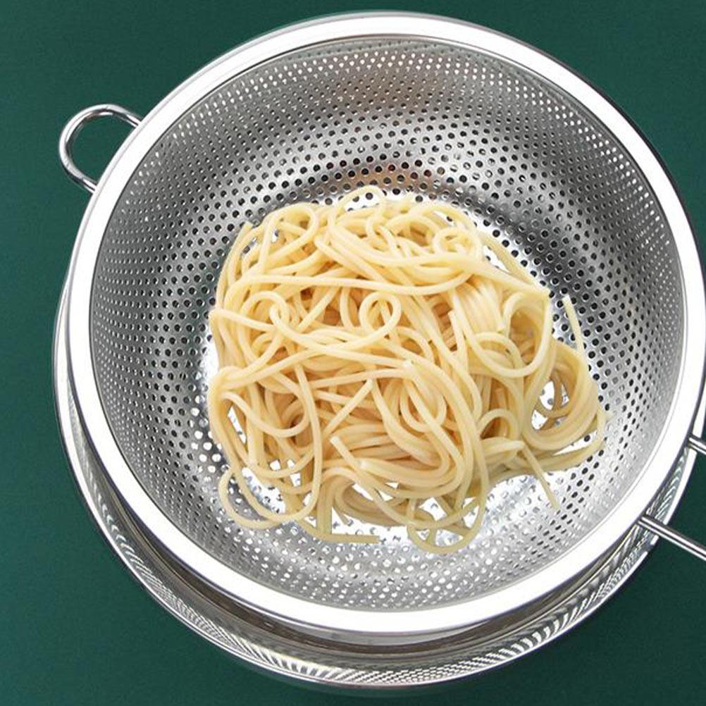 

1Pcs Stainless Steel Washing Basket with Long Handle Drain Basket for Vegetables Fruits Rice Washing Multipurpose Kitchen Drain 39x19.5cm