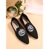 Breathable Shoes Women's 2025 Autumn New Flat Large Yard Pointed Toe Embroidery Color-blocking Lazy Shoes