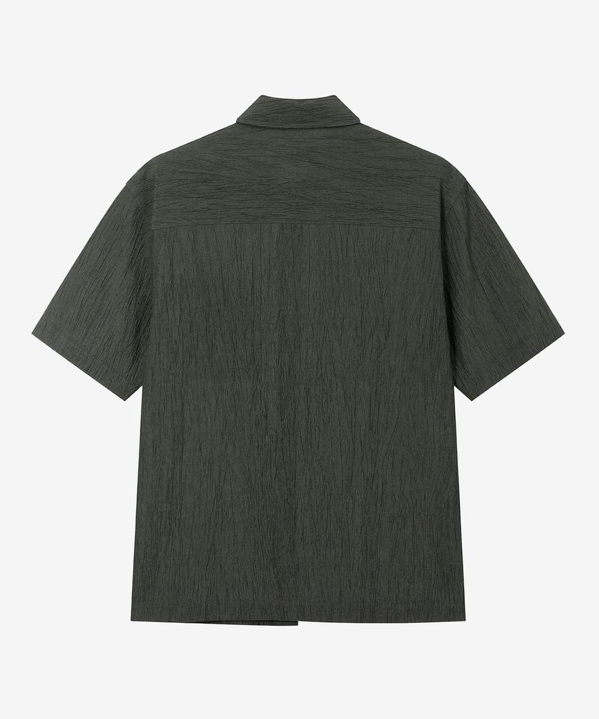 MINDBRIDGE [Couture] Crease Oversized Short Sleeve Pleated Shirt - 2 Colors