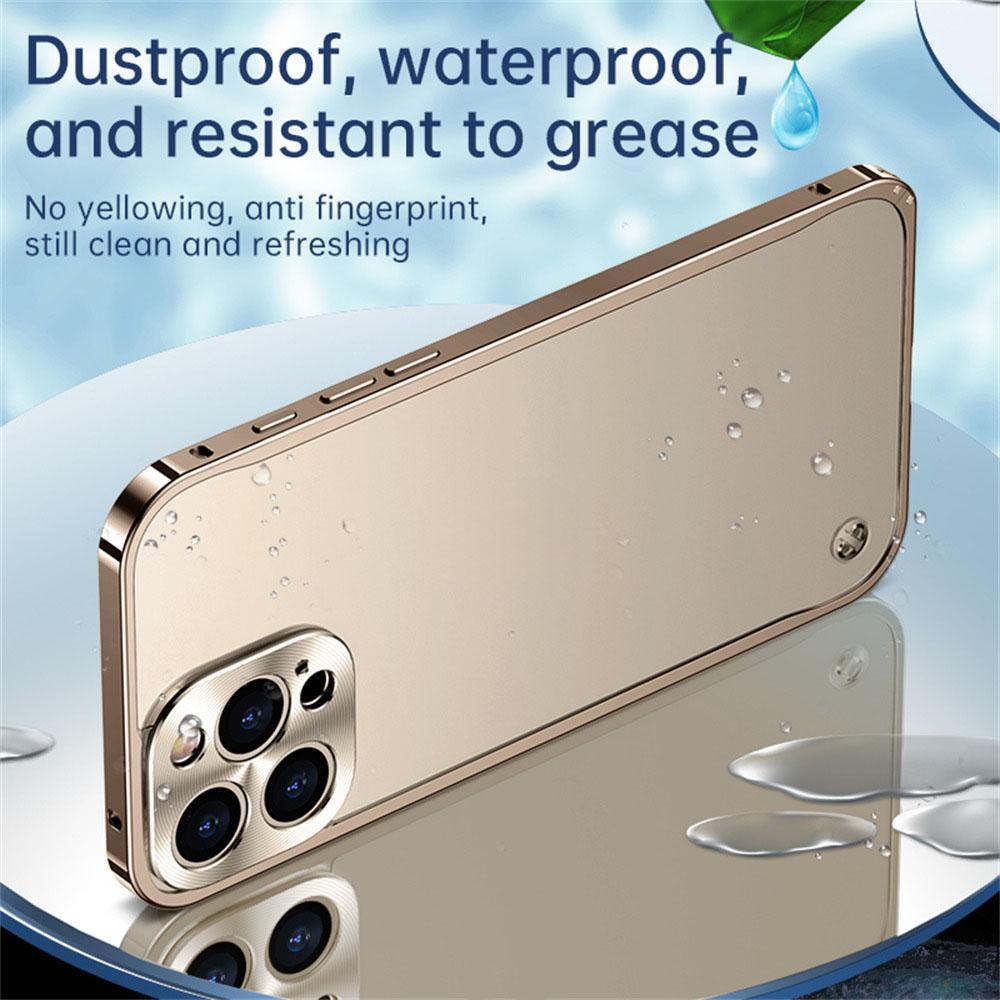 For iPhone 16 Pro Max Metal Clear Case Safety Lock Matte Anti-Fingerprint Back Cover