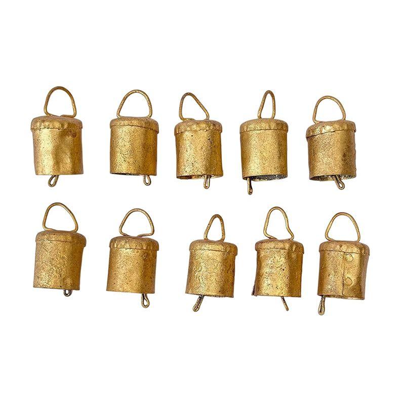 ABWR-10 Pcs Vintage Hanging Bells Christmas Decorations Bells For Home Decor, Cow Bells Decoration With Rope Style B Easy Instal