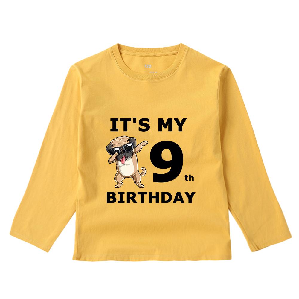 

Дитяча весна-осінь сорочка з принтом на день народження з цифрами від 1 до 10 з довгими рукавами Топ-подарунки для дівчинки 6T(130)