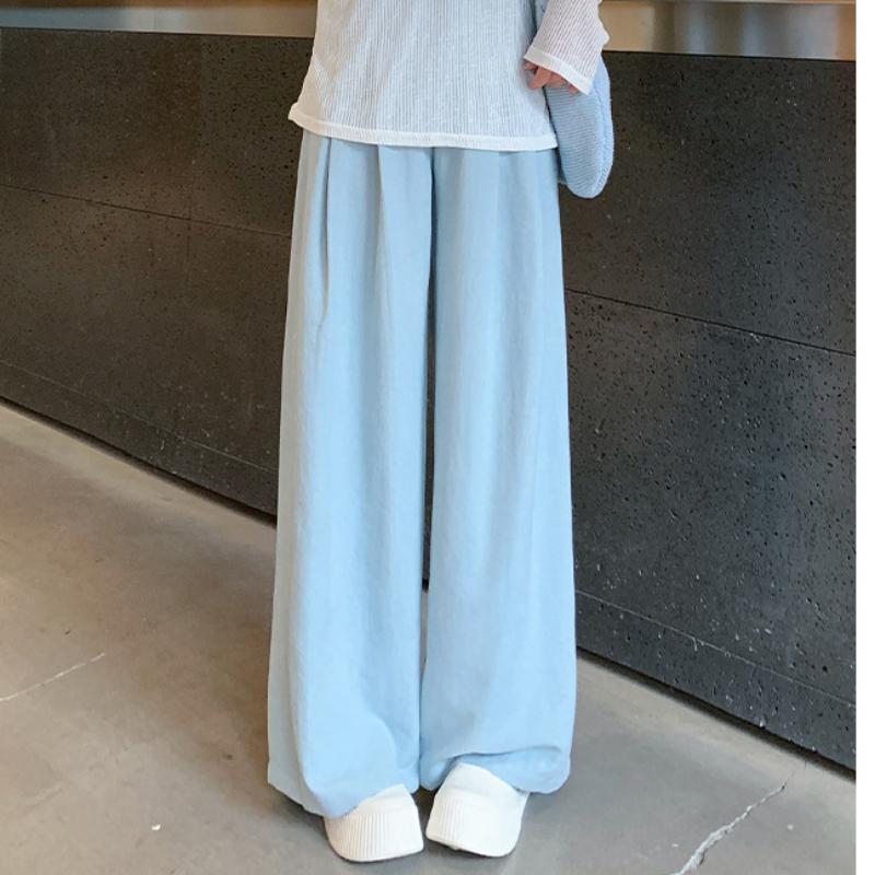 

Lazy Fu Suit Pants for Women In Summer New High-waist Casual Loose Lazy Style Drooping Ice Silk Wide-leg Pants XL