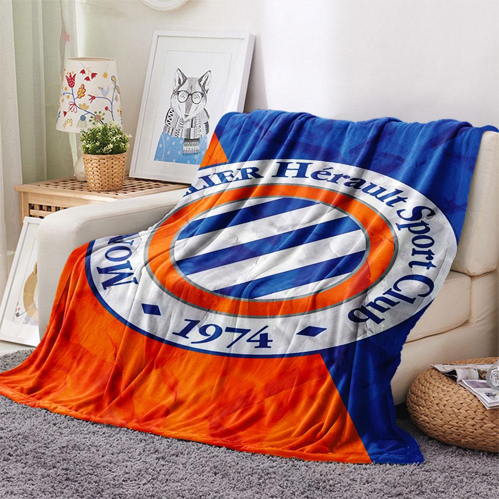 Montpellier HSC Logo FlAannel Blanket, High Quality Comfortable for All Seasons, Home Decor, Warmth and Comfort