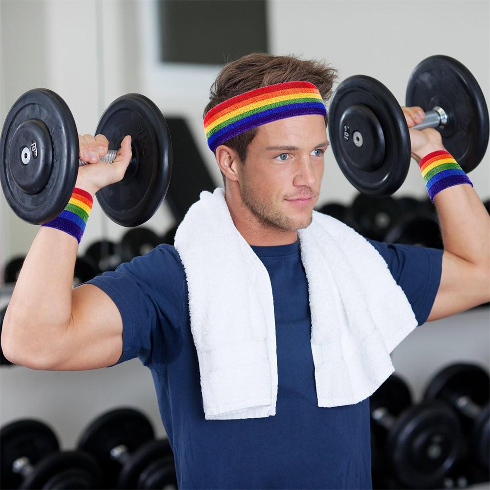 Colorful Sports Sweatband Set – 1 Headband + 2 Wristbands, Breathable & Sweat-Wicking, Perfect for Sports & Cosplay