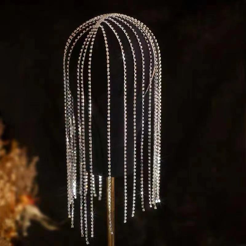 

Европейская и американская мода Стразы Кисточка Повязка на голову - Придворный стиль Принцесса Аксессуар для волос серебряный