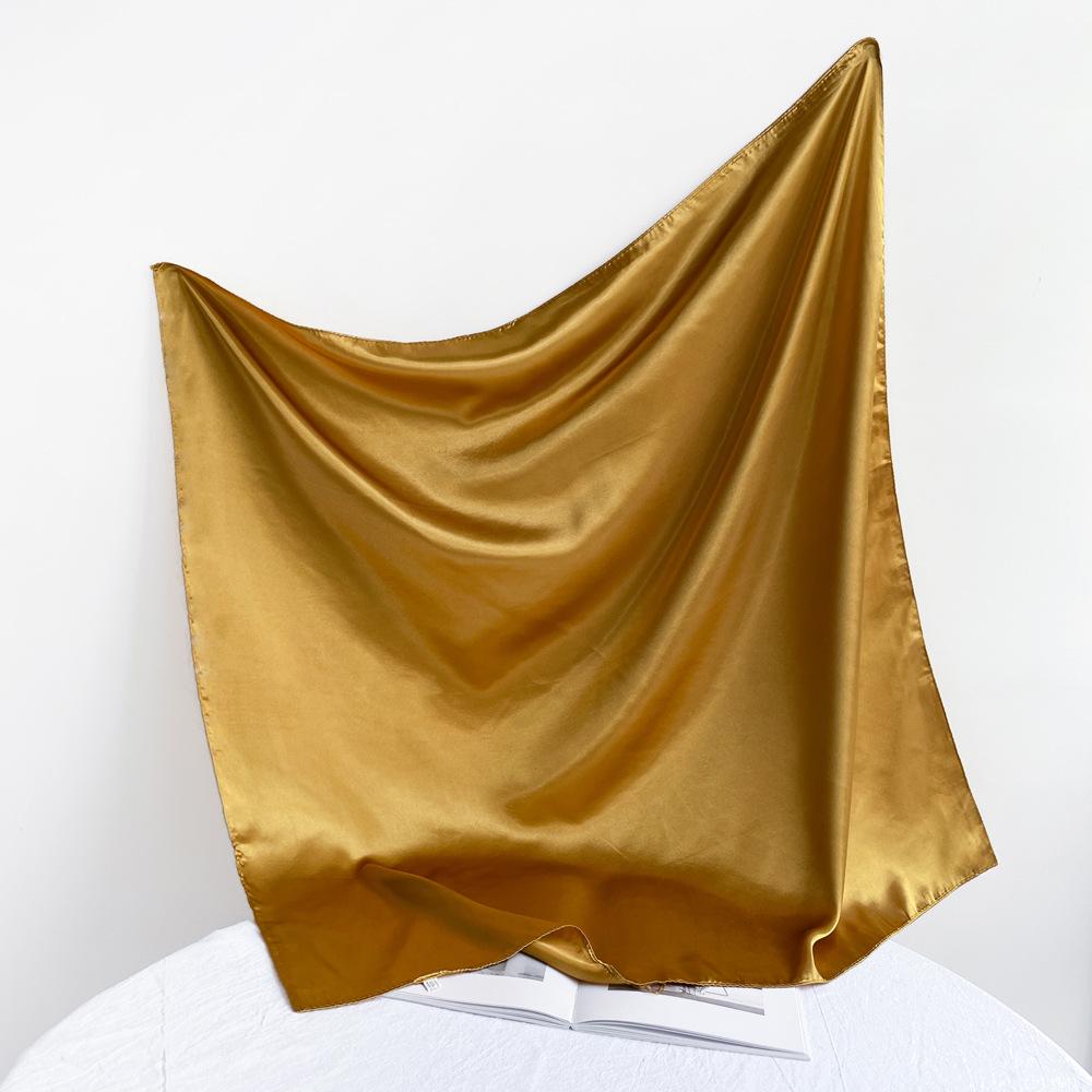 Fashionable New Versatile Headscarf Large Square Scarf Solid Color Scarf Women'S Simulated Silk Satin Scarf