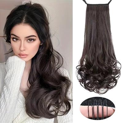 Synthetic Elegant Curly Wave Ponytail Hair Extension Long Wavy Hair For Women Lightweight & Versatile Wear