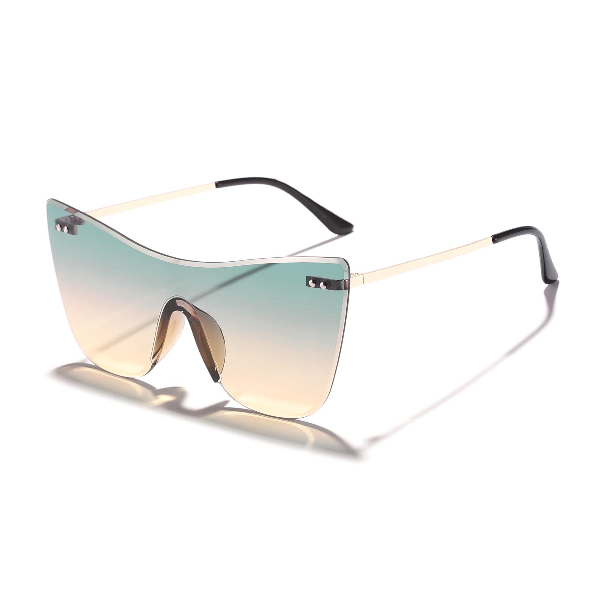

2025 Trending Y2K One-Piece Gradient Sunglasses Metal Frame UV400 Protection Oversized Shades as pictures