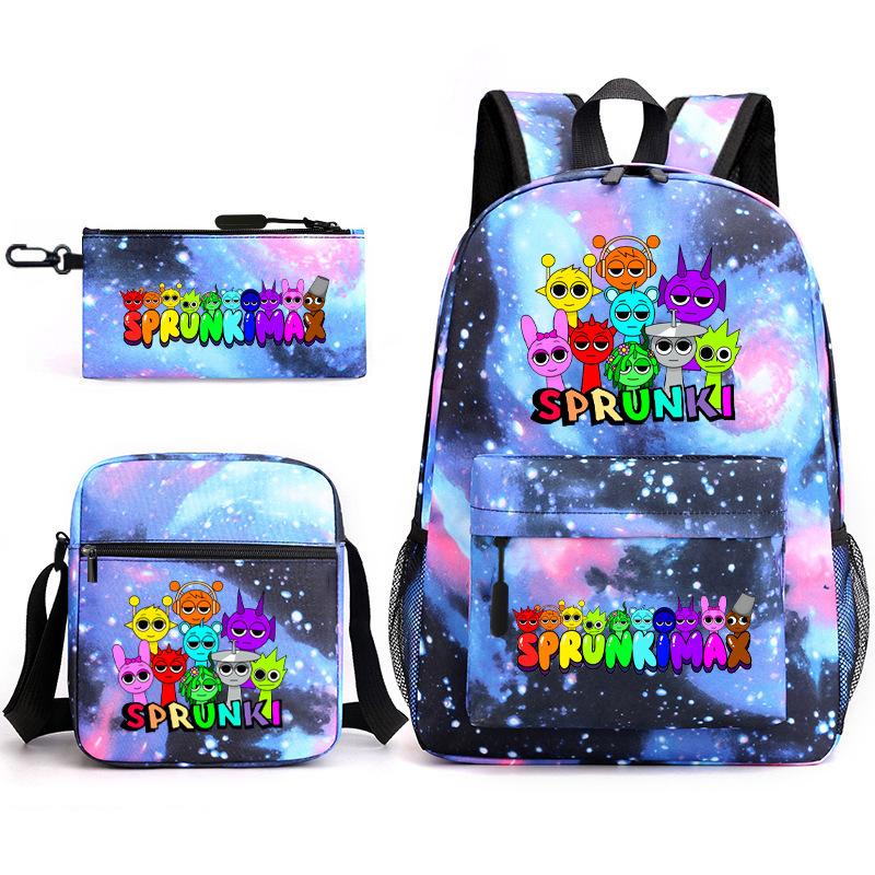 Anime Cartoon Backpack Sprunki Large Capacity Primary School Student Schoolbag Satchel Pencil Case