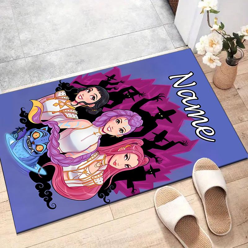 Custom KPop Demon Hunters Mat Personalized Name, Polyester Washable Indoor Entryway Rug, Gift for Christmas, Easter, Thanksgiving Day